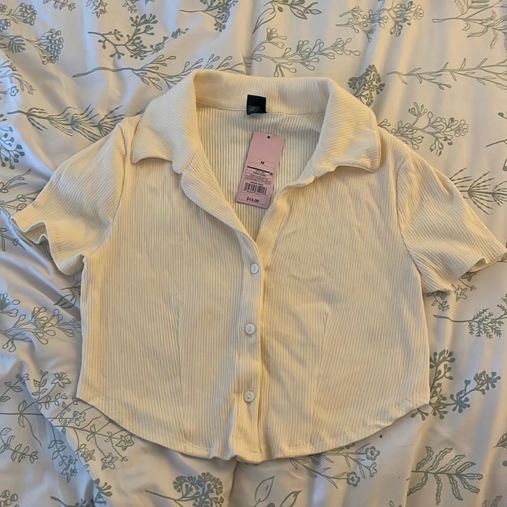 Collared cropped button-up shirt from Wild Fable